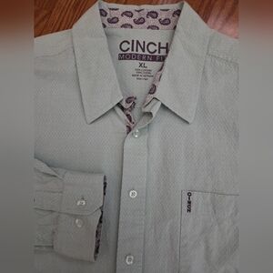 Cinch Men's Modern Fit‎ Lite Green Shirt Size Xl